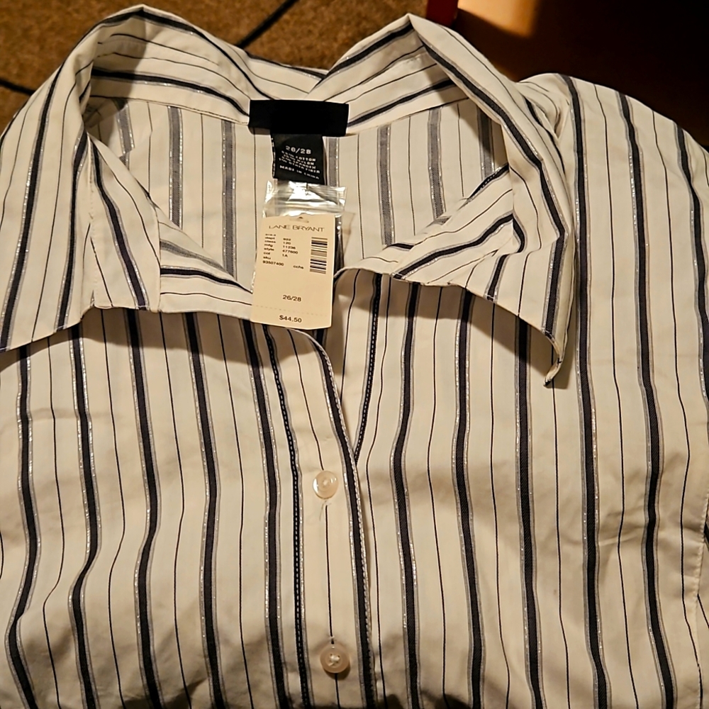 Lane Bryant Long Sleeve Collard Button Down Dress Shirt Size 26/28